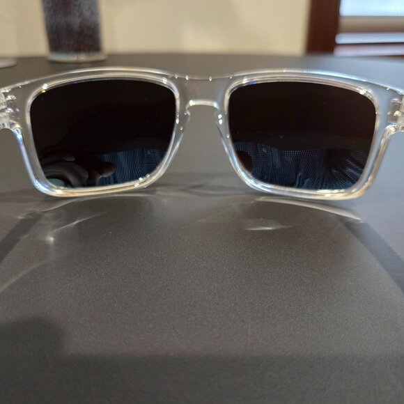 Oakley Holbrook Polarized Square Frame Sunglasses - Clear Frame / Blue Lens - Picture 6 of 14